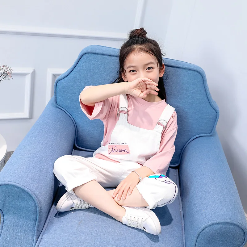 New Girls Denim Pants Summer Cartoon Unicorn Girls Overall Casual Baby Bib Pants Kids Clothes For 2-10 Years