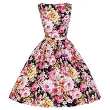 Free shipping 2015 Vintage pinup retro bestdress Womens Retro Printed Swing Dress 50s Rockabilly Sexy Party Dresse