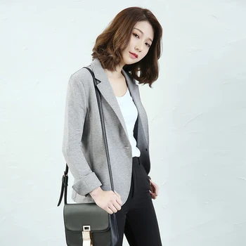 

Casual Small Suit Female Coat Short Spring and Autumn Long Sleeve Grey Small Suit 2019 Spring Feminine Temperament