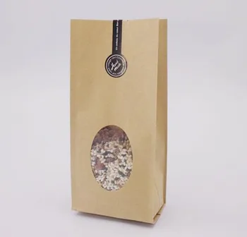 

Free shipping! 10pcs 10x26cm Accordion Pocket / Bellows Pocket with window Kraft Paper Bag organ Folded bag COFFEE PACKING bag