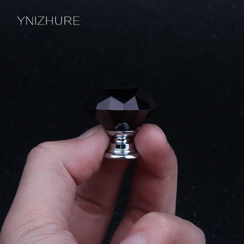 

YNIZHURE Black Crystal Cabinet Handle Glass Diameter 30mm Kitchen T Bar Door Knob Furniture Drawer Cupboard Pull 10Pcs YZ-1002