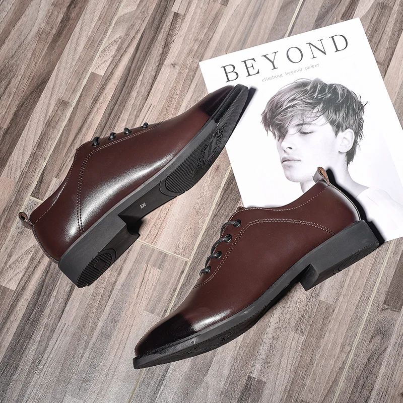elegant genuine leather formal men shoes italian luxury brand wedding male footwear designer tan work dress oxford shoes for men (17)