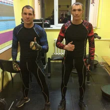 New Men's Suits 2 Piece Tracksuit Men Long-Sleeved Fitness Training T-Shirt +Men's Leggings Running Base Layer Compression Suit 