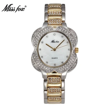 

Flower Case Womens Watches Silver Fashion Top Brand Ladies Wristwatch Half Diamond Mosaic Gold Quartz Charms Female Montre Femme