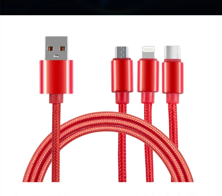 

Mobile phone data cable one for three braided gift mobile phone charging cable