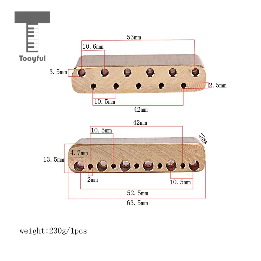 Tooyful Finest Brass Tremolo Block Sustain Bridge for Strat Electric Guitar Replacement Parts