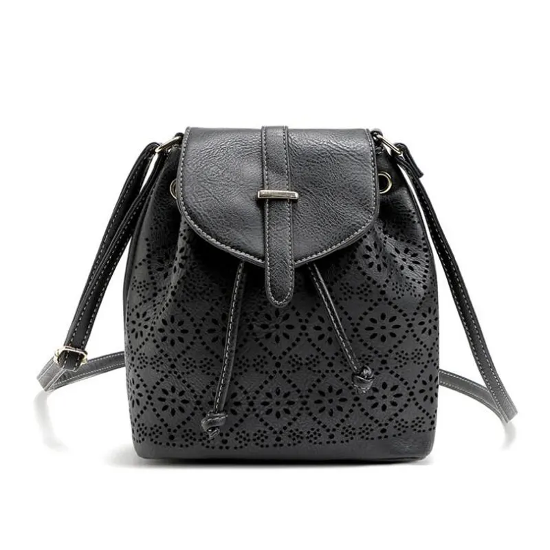Luxury Hollow Out Shoulder Bags String Women Bucket Bag Designer PU Leather Messenger Bags Women's High Quality Handbags