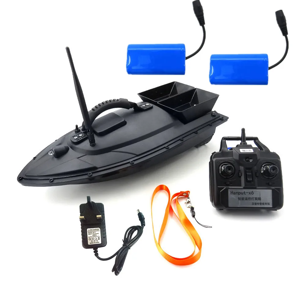 Сумка, дополнительная батарея, пульт дистанционного управления, электрическая рыболовная приманка, 500 м, 1,5 кг, вес нагрузки, двойное ведро, быстрая электрическая RC приманка для ловли карпа, лодка - Цвет: Black UK Plug