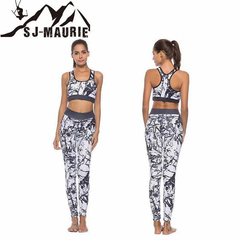 SJ Maurie 1 компл. домашний спортзал Фитнес Для Женщин Йога Printed Running бюстгальтер +
