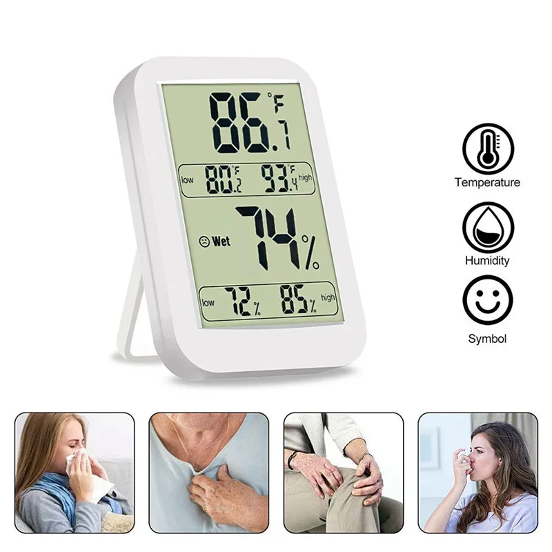 Digital LCD Electronic Temperature Humidity Meter Thermometer Hygrometer Sensor 4.4in Big Screen For Indoor Room Weather Station (8)