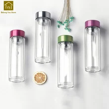 Прозрачные цветные питьевые креативные двухслойные Стеклянные стаканчики прочные очки стаканчики Verre стеклянные изделия для бутылок QKE110