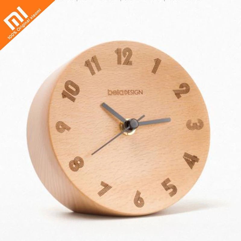 

Original xiaomi mijia Nordic minimalist decoration small pendulum clock wood mute sweeping alarm clock for home office Smart