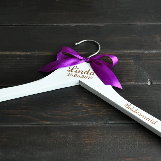 Personalized Wedding Hanger Engrave Name Wood Personalized Wedding Hanger Engrave Name Wood Bridal Bridesmaid With Bow