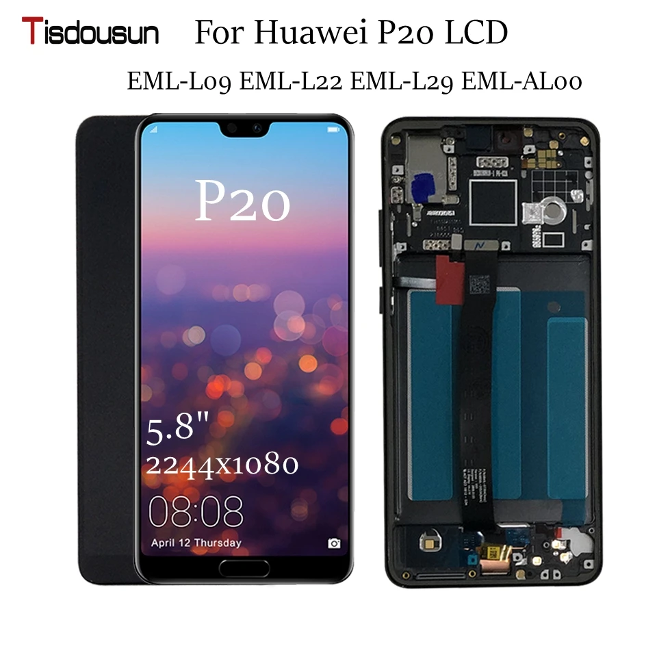 

For Huawei P20 LCD Touch Screen Digitizer Assembly With Frame For Huawei P20 LCD EML-L09 EML-L22 EML-L29 Screen Replacement