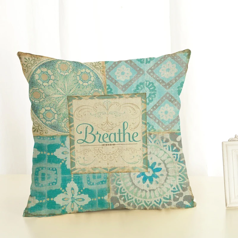 

Fresh Style Linen Pillow Case Flowe Cushion Cover Sailing Mermaid for Sofa Home Decorative Throw Pillow Cover