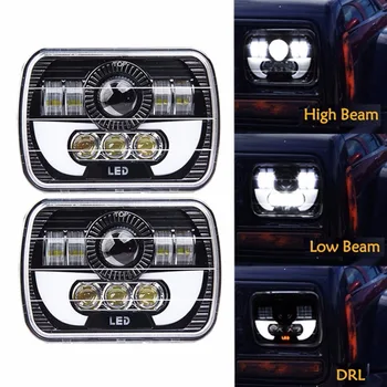 

Black Projector 7x6 LED Headlight HID Light Bulbs Beam Headlamp DRL for Jeep Cherokee XJ Truck 7x6 5x7" 120w LED Headlights