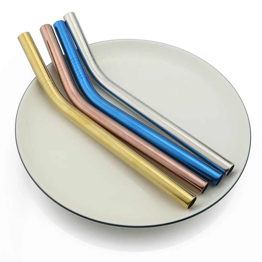 10pcs Metal Straw Stainless Steel Straws Reusable Drinking Straw Diameter 12mm Mixing Bend