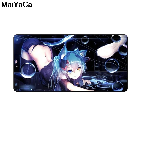 MaiYaCa 60x30 см милый кот девушка Аниме Хацунэ Мику коврик для мыши геймер игровой ACGN коврик для мыши Настольный коврик для ПК ноутбук - Цвет: Lock Edge 30X70cm