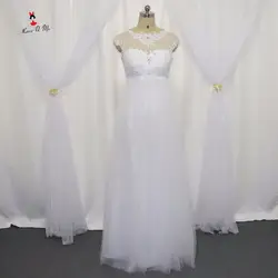 Плюс размер Материнство недорогое свадебное платье кружевное свадебное платье корсет Длинные свадебные платья 2017 тюль Империя Vestido de Noiva