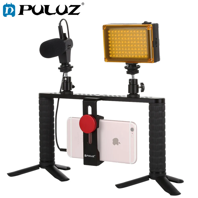 PULUZ 4 in 1 Live Broadcast LED Selfie Light Smartphone Video Rig Handle Stabilizer Aluminum Bracket Kits | Электроника