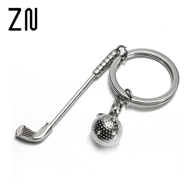 

ZN Stylish Beautiful Style Alloy Silver Golf Club Ball Key Ring Fob Key Chain Craft Gift