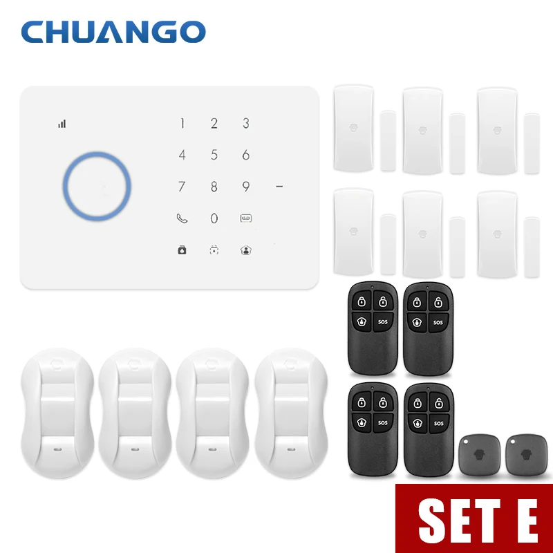 CHUANGO app control inalámbrico GSM sistema de alarma de seguridad Kit de Control de aplicación con Sensor de movimiento de Dial automático