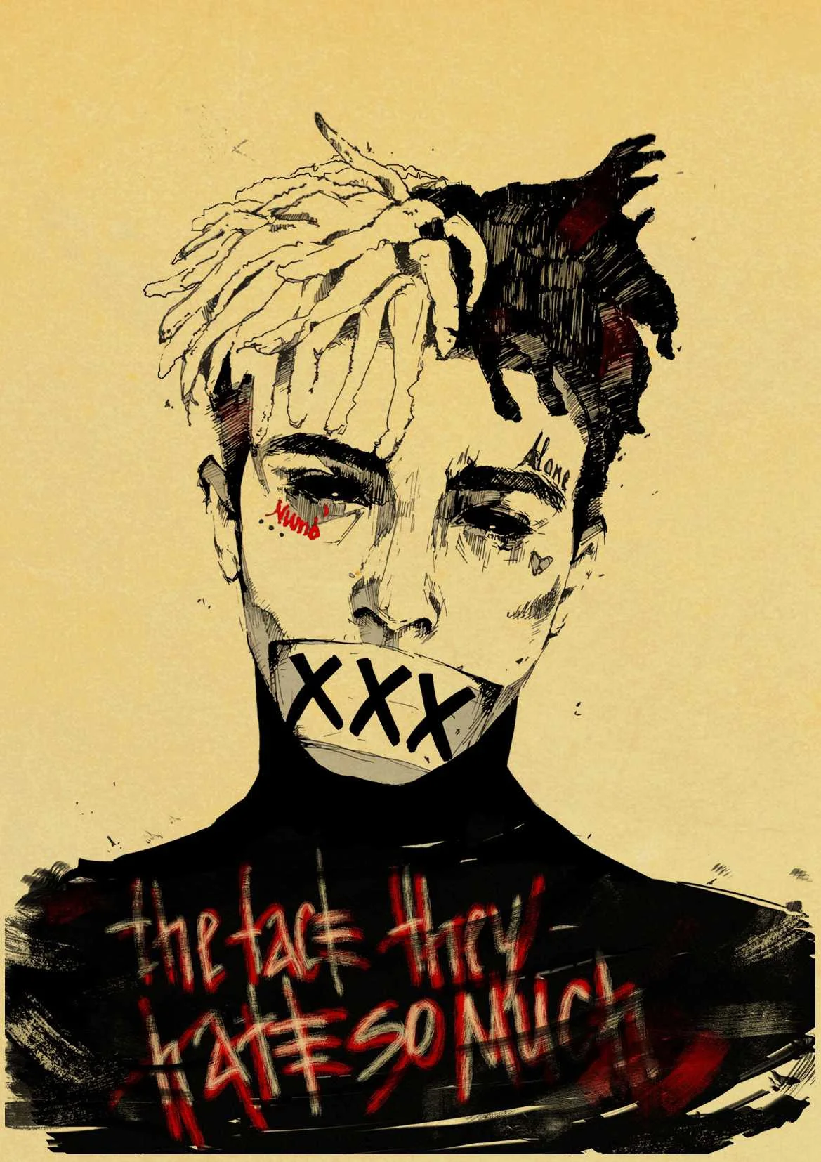 Классический американский рэппер Xxxtentacion Ретро плакат крафт-бумага наклейка для украшения дома стикер на стену - Цвет: E074