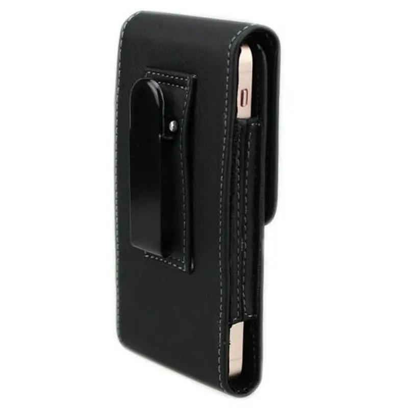 

Vertical Belt Clip iron Clamp Holster PU Leather Pouch Case Magnetic Snap For iPhone SE 5G 5s 5C