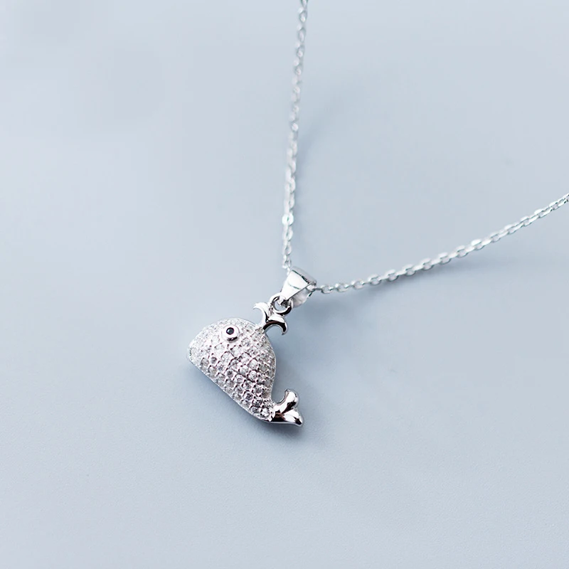 

MloveAcc Authentic 925 Sterling Silver Clear CZ Ocean Animal Whale Chain Necklace for Women Luxury Silver Jewelry Gift