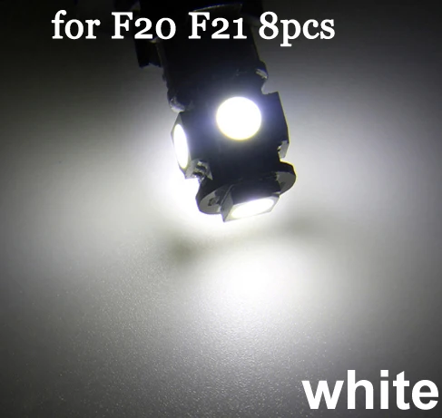 19 шт. Canbus номерной знак лампа+ автомобильная светодиодная купольная внутренняя лампа для чтения для BMW 1 серии E81 E87 E82 E88 F20 F21 03-14 - Испускаемый цвет: White-F20 F21-8pcs