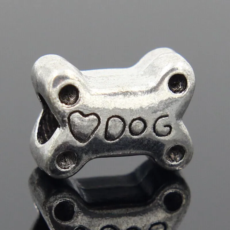 

1 pcs Silver I LOVE MY PET Dog Bead Fit Pandora bracelet DIY Bead Charm Bracelets & Bangles women gift