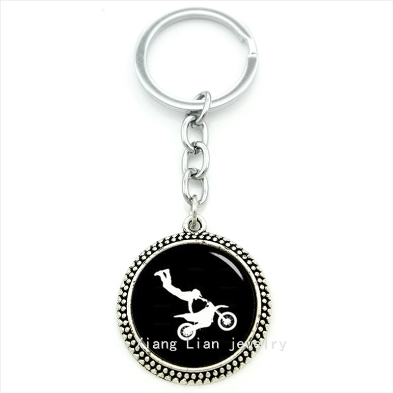 Exquisite popular sports style motocross rider keychain moto motocross Stunt Bike charm design