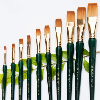 

2012Flat Korea taklon hair woodne handle high quality acrylic and oil brush
