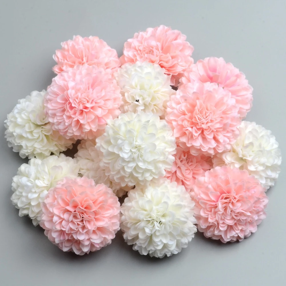 10 100 Pieces Artificial Silk White Roses Artificial Flowers Heads Mini Hydrangea Home Wedding Party Decoration Diy Wreaths 5 Cm Fake Flower Embellishments Craft Supplies Tools