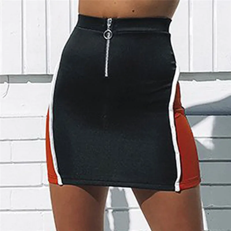 Женская модная однотонная эластичная короткая мини юбка на молнии в стиле