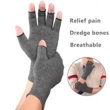 Мужские хлопковые эластичные компрессионные перчатки рука артрита боли в суставах облегчение перчатки терапия открытые пальцы забота о здоровье перчатки при артрите