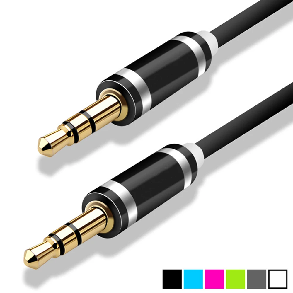 

1m 2m Jack Audio Cable 3.5 mm to 3.5mm Aux Cable Male to Male Kabel Gold Plug Car Aux Cord for iphone Samsung xiaomi