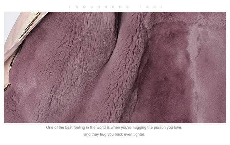 YMOJNV 2019 Модные женские с натуральным кроличьим мехом лайнер розовая ракушка зимняя куртка пальто натуральный мех енота меховой воротник