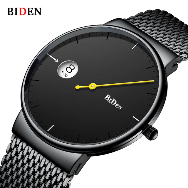 

BIDEN Mens Luxury Military Sport Mesh Stainless Steel Strap Men Wrist Quartz Watch
