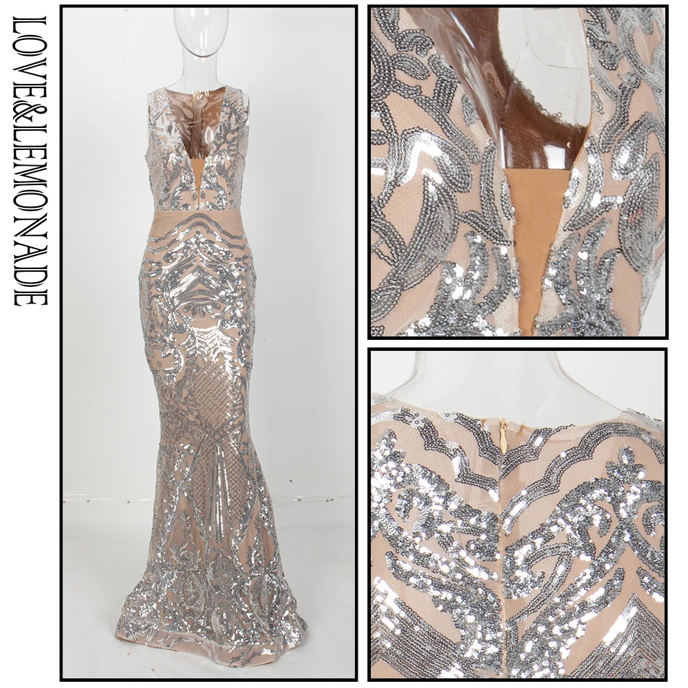 LOVE&LEMONADE Deep V-Neck  Geometric Sequins