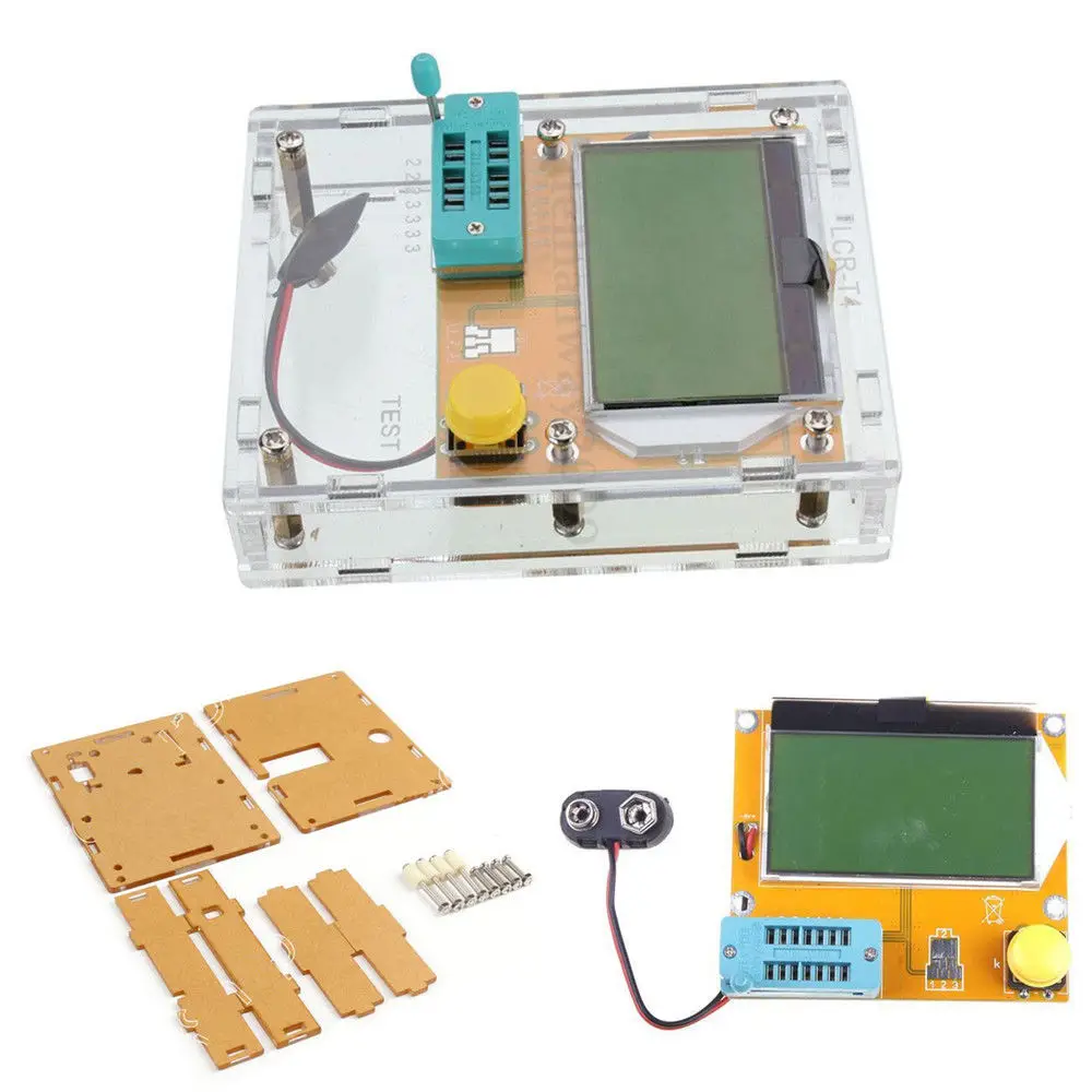 boucle de batterie avec /étui diymore LCR-T4 ESR Testeur de transistor diode triode capacitance SCR inductance Mega328 MOS PNP NPN avec crochets de test
