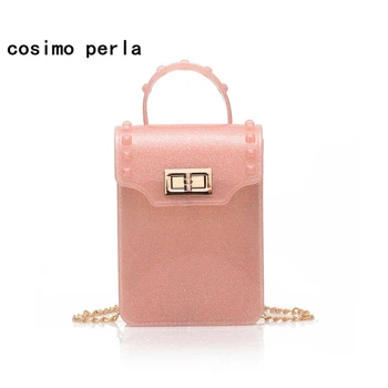 

Cute Summer Clear Jelly Bag Korean Mini Crossbody Bag for Women Chain Purse Small Phone Flap Bags Lady Square Tote Handbags 2020