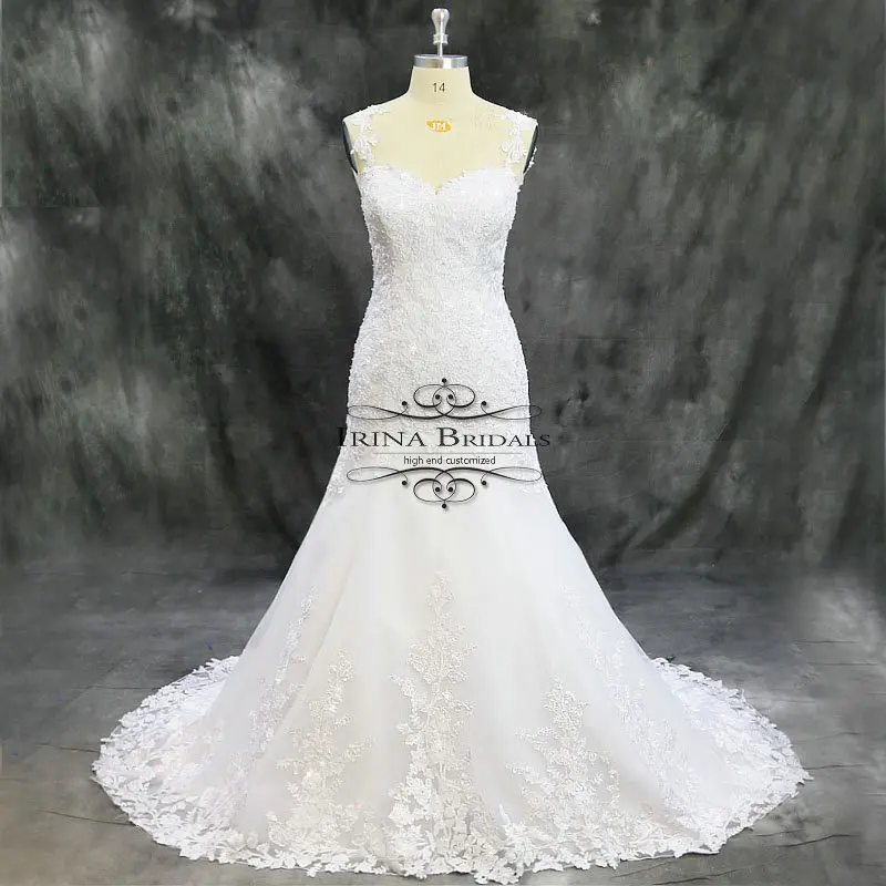 Свадебное платье с кружевной аппликацией Irina Bridals прозрачное рукавами крылышками