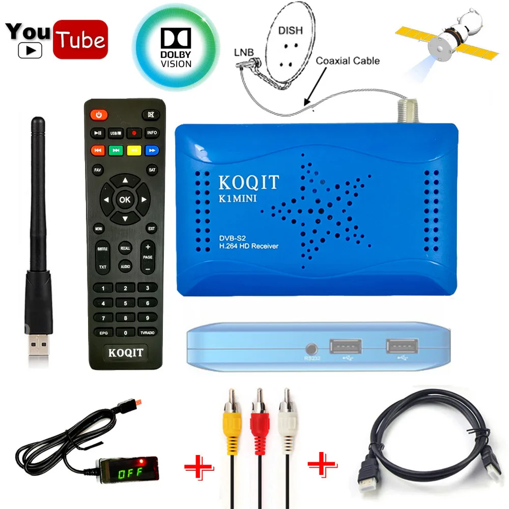 1080P DVB-S2 N/S America Digital Satellite Receiver TV Tuner Support Wifi HD AC3 Youtube IKS CS Cccam Newcam Power Vu Biss Key