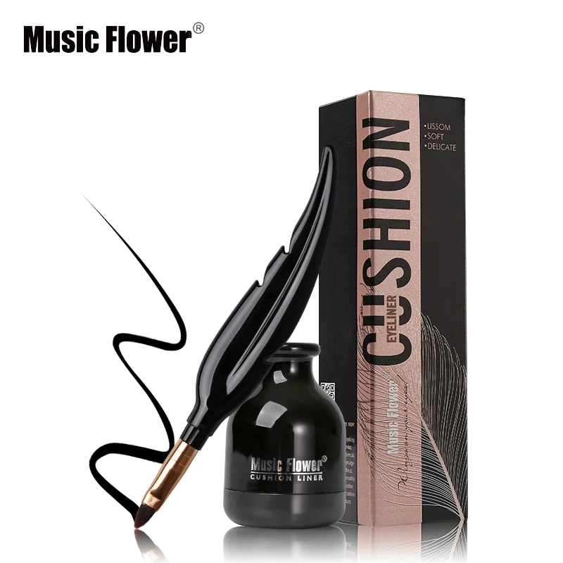 

Music Flower Black Brown Liquid Eye Liner Cushion Eyeliner Tint Waterproof Long Lasting Makeup Delicate Smudge-proof With Brush