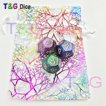 

3pcs/set Top Quality Acrylic 12 Sides Tarot Dice ,6 Colors 22*22mm With The Twelve Constellations