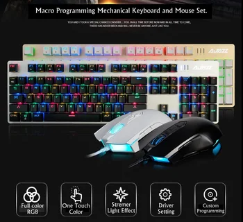 

Ajazz Watcher USB Wired E-sports RGB backlit Mechanical Gaming Keyboard and Mouse Set Desktop Keyboard and Mouse Black,Blue Axis