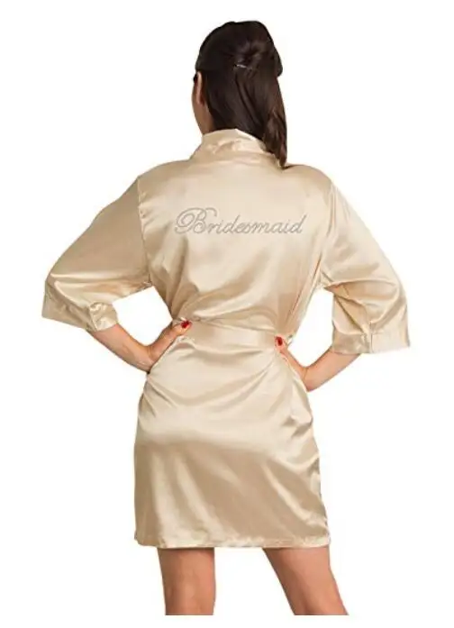 Халат для подружки невесты, свадебное Женское ночное белье, белое свадебное платье, халат, ночное платье, ночная рубашка, домашняя одежда - Цвет: champagne Bridesmaid