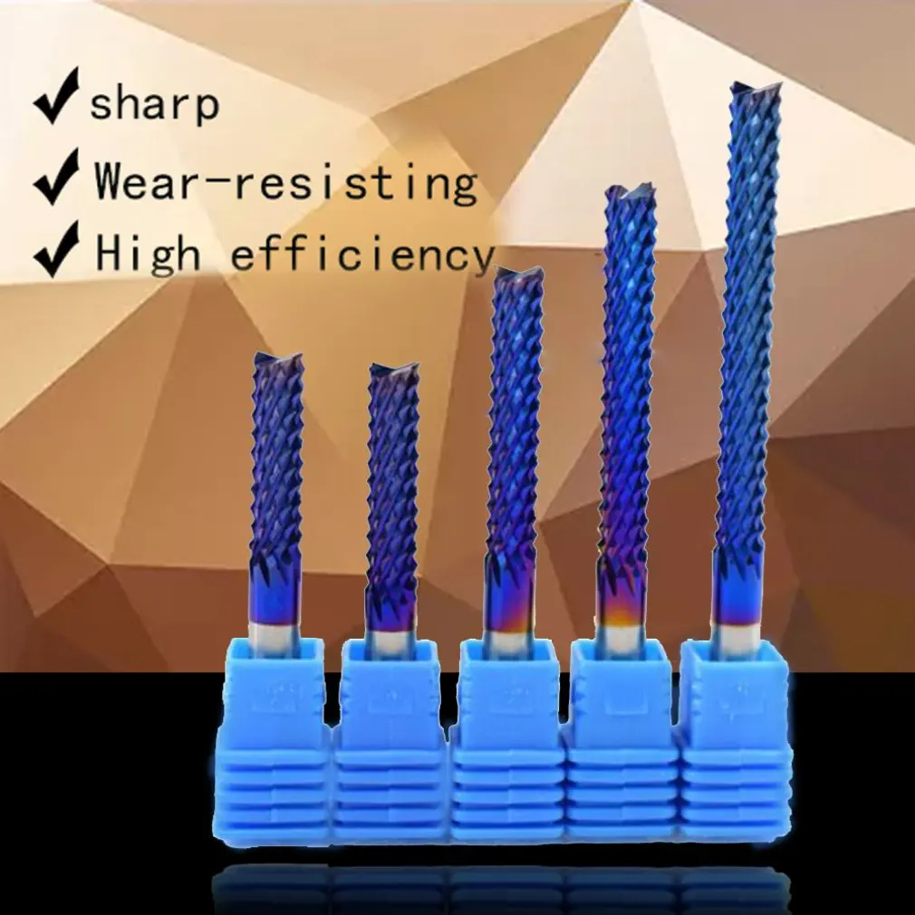 1pcs Corn milling cutter Corn Teeth Titanium Coated End Mill Cutter Milling Cutter Printed Circuit CNC Router Blue Drop Ship