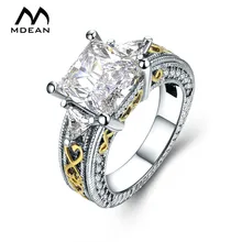 MDEAN Bijoux Ring White Gold Color Rings for Women Fashion AAA Zircon Jewelry Ring Bague Women